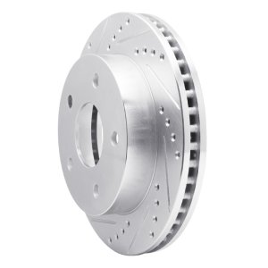 Dodge Ram 1500 Pickup Brake Rotor (1) - Front Left - R1 Concepts - Drilled & Slotted - Silver - `00-`02